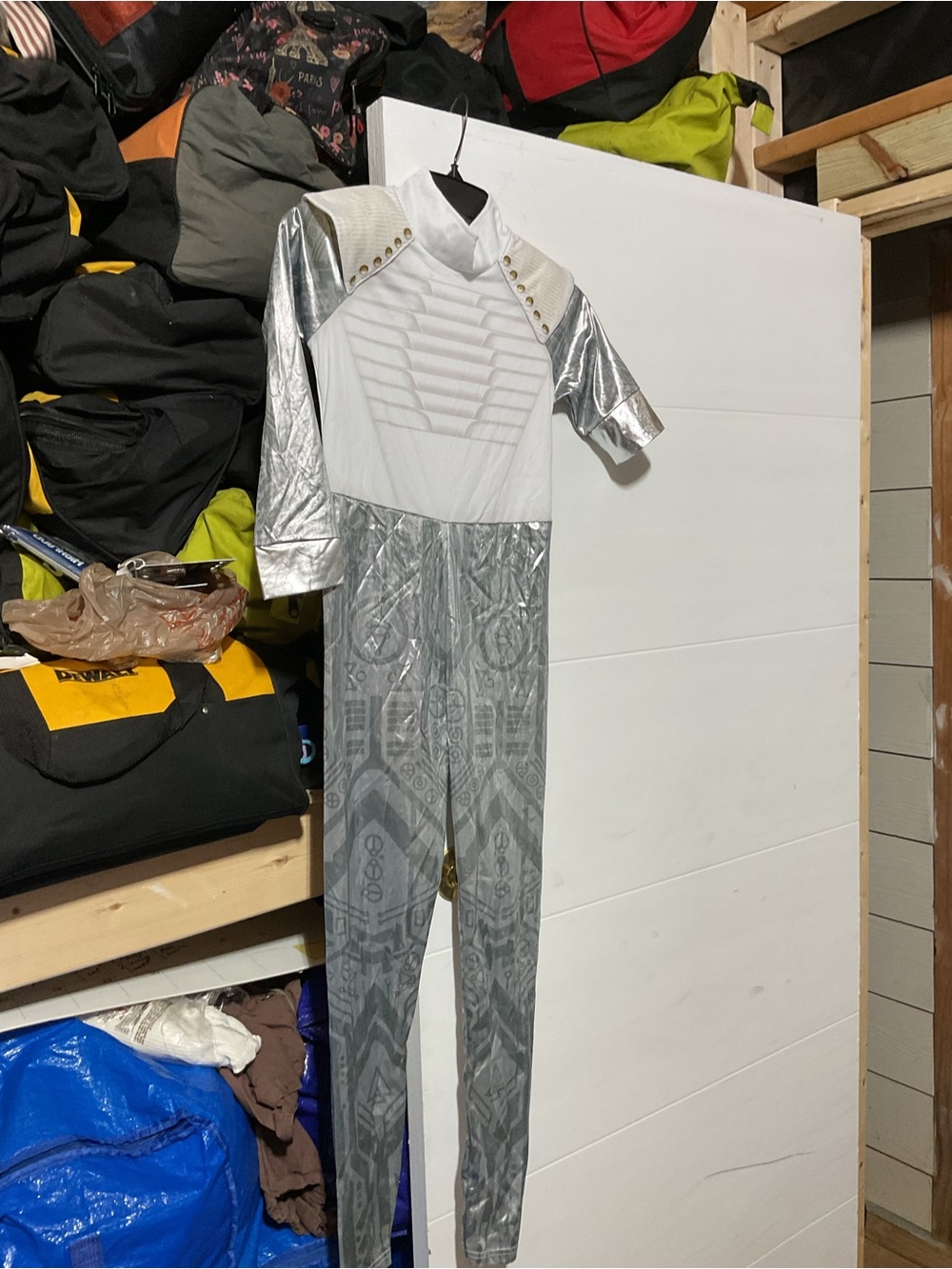 Kids Silver and White Space-Themed One-Piece Costume